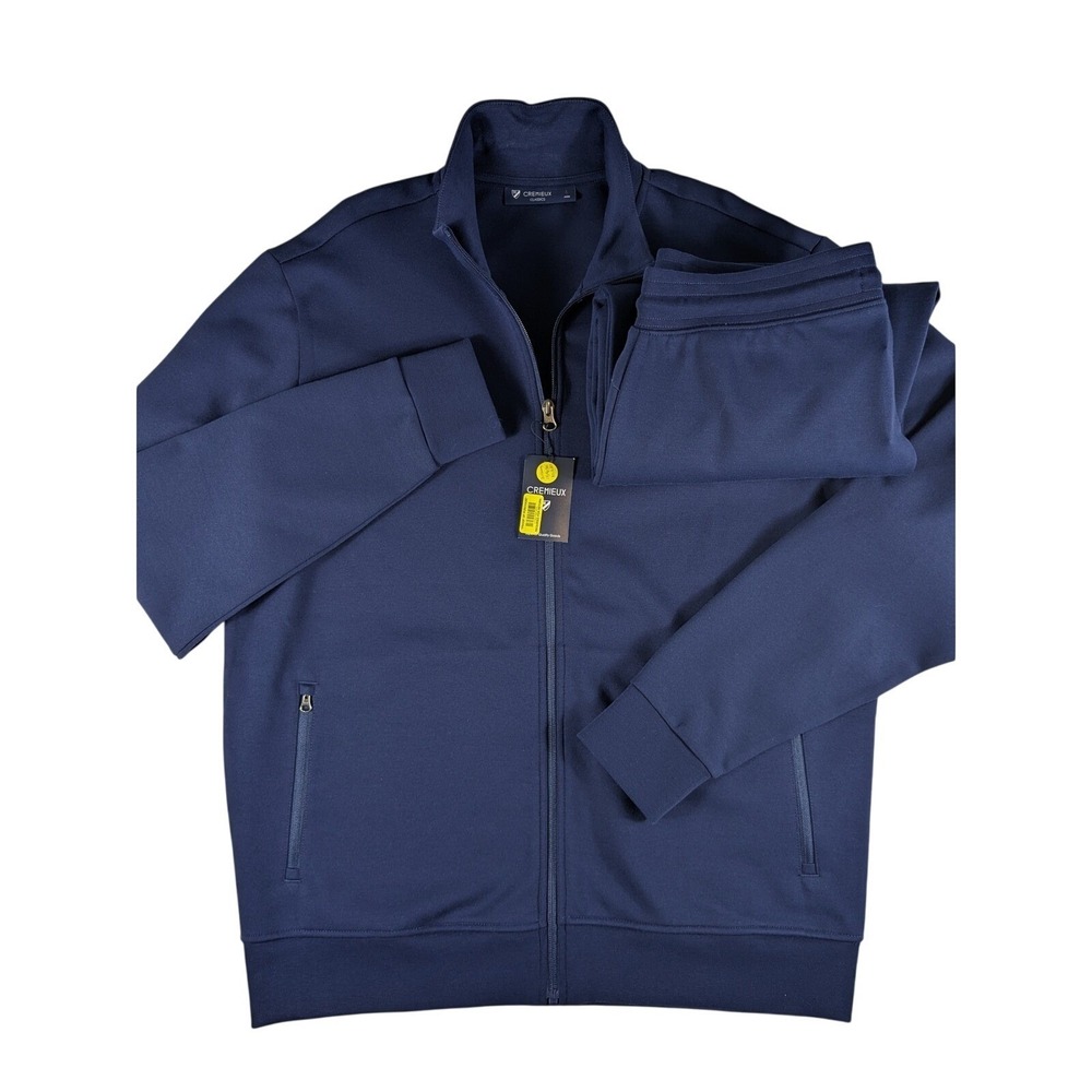 NWT $220 Cremieux Classics Mens Jacket and Pants Set Full Zip Peacoat Blue Large